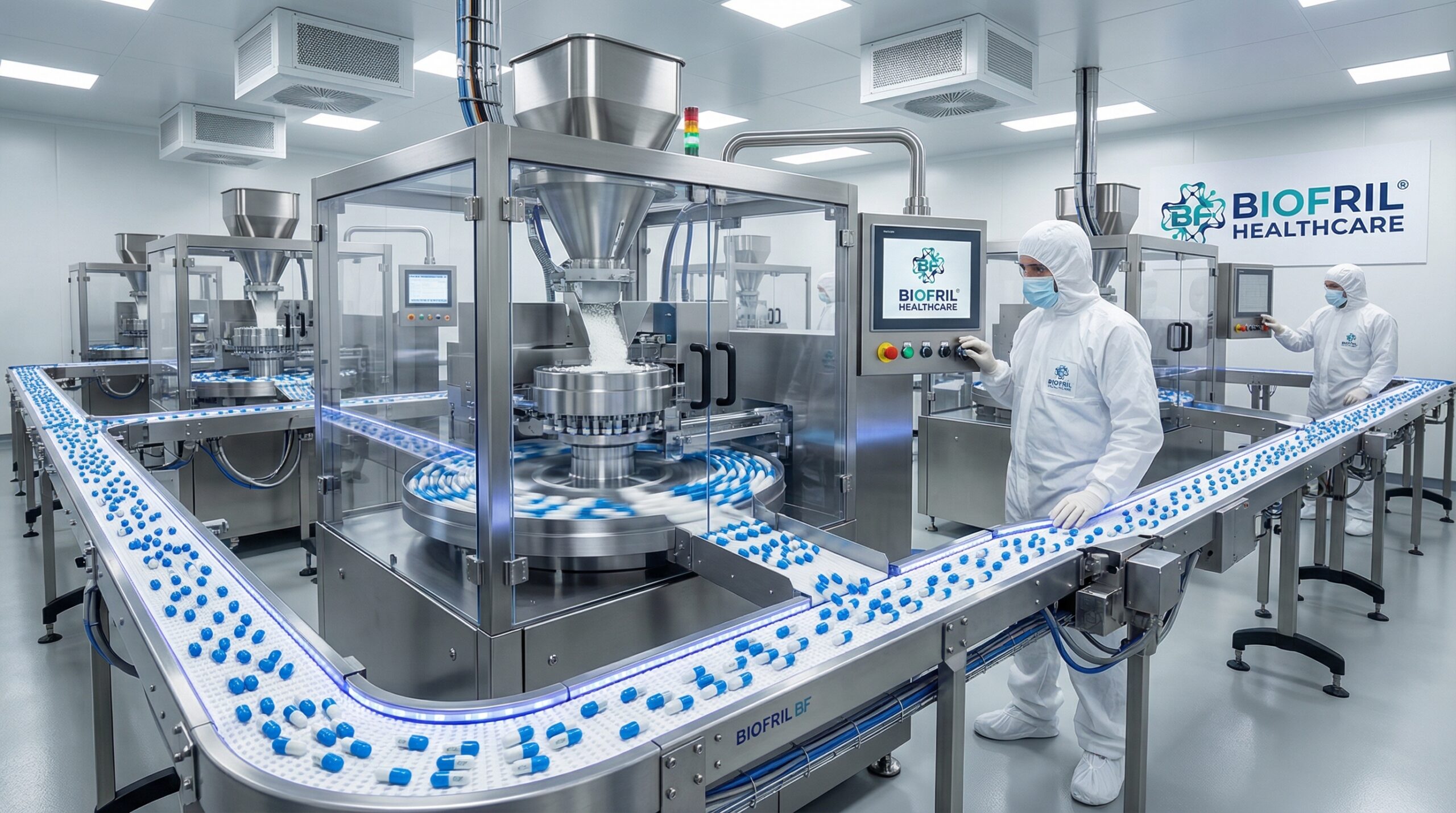 GMP certified plant cleanroom for nutraceutical manufacturing at Biofril Healthcare, Nalagarh