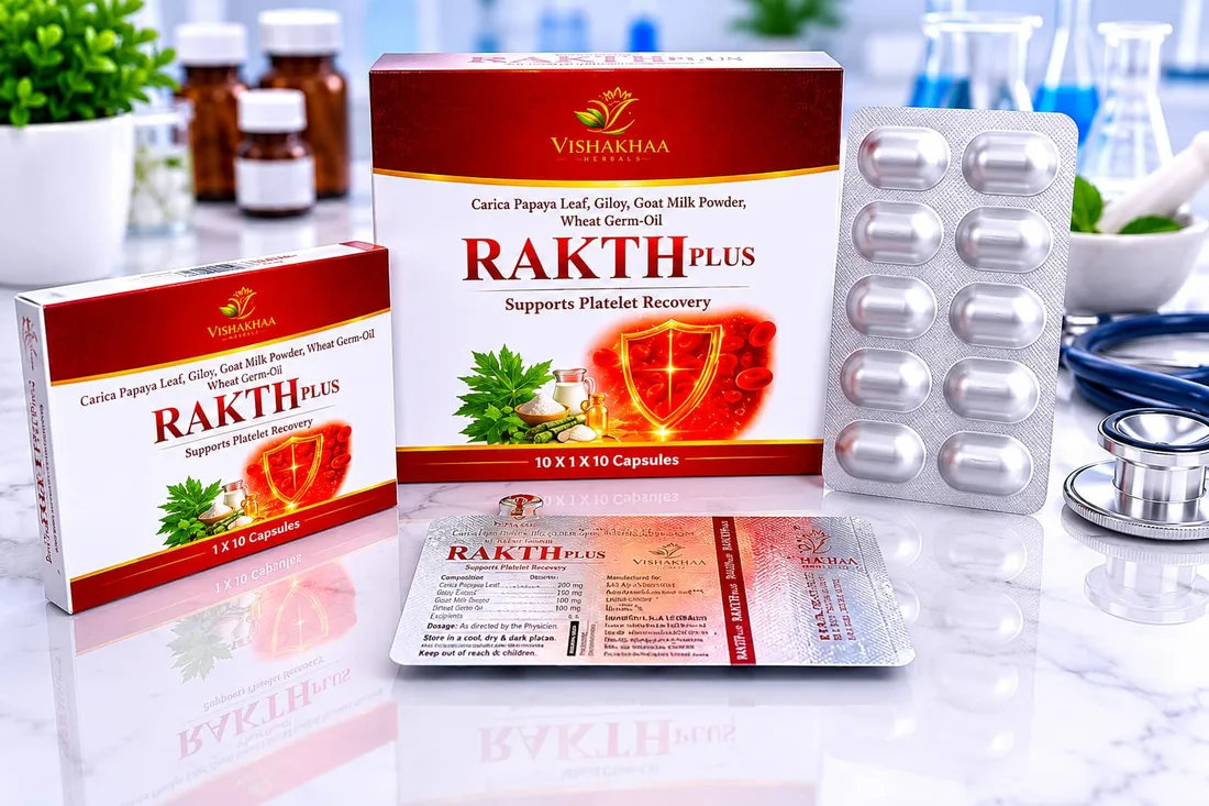 RAKTH PLUS — Dengue Support Capsules | Vishakhaa Herbals by Biofril